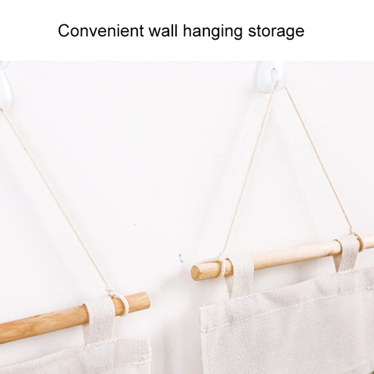 3-Pockets Cotton Linen Wall Hanging Door Pouch Bedroom Home Storage Pocket Hanging Bag(Gray) - Storage Bags by PMC Jewellery | Online Shopping South Africa | PMC Jewellery | Buy Now Pay Later Mobicred