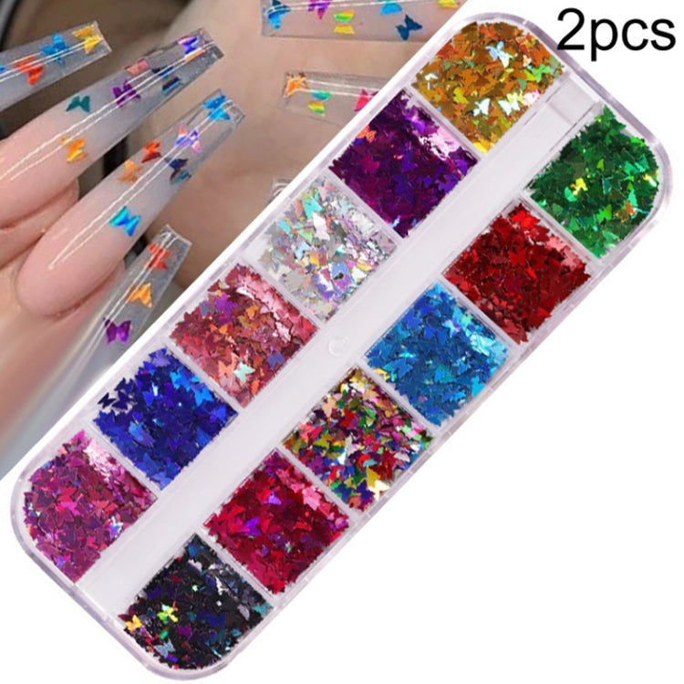 2 PCS Nail Art Butterfly Laser Symphony Sequins, Specification:08 - Nail Stickers by PMC Jewellery | Online Shopping South Africa | PMC Jewellery | Buy Now Pay Later Mobicred