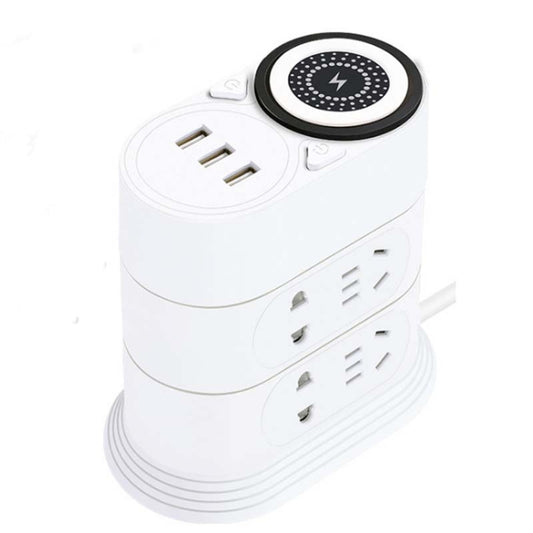 Mobile Phone Wireless Charging Socket Creative Smart USB Power Strip Multi-Function Desktop Vertical Power Strip, CN Plug, Specification: 3 Meters, Style:3 Layer(White) - Extension Socket by PMC Jewellery | Online Shopping South Africa | PMC Jewellery | Buy Now Pay Later Mobicred