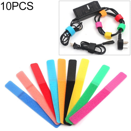 10 PCS Candy-colored Power Cord Hook and Loop Fastener Strip, Random Color Delivery, Size:180 x 20mm - Cable Organizer by PMC Jewellery | Online Shopping South Africa | PMC Jewellery | Buy Now Pay Later Mobicred