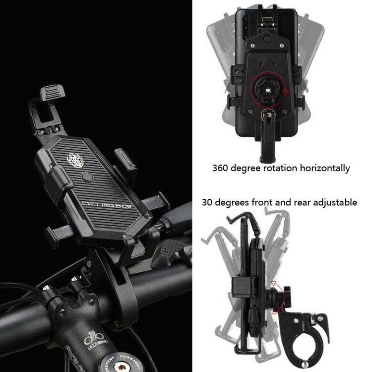 Bicycle Mobile Phone Holder Can Rotate And Adjust Fixed Aluminum Alloy Bracket Automatic Grab Bracket, Style:Handlebar Installation(Black) - Holders by PMC Jewellery | Online Shopping South Africa | PMC Jewellery | Buy Now Pay Later Mobicred