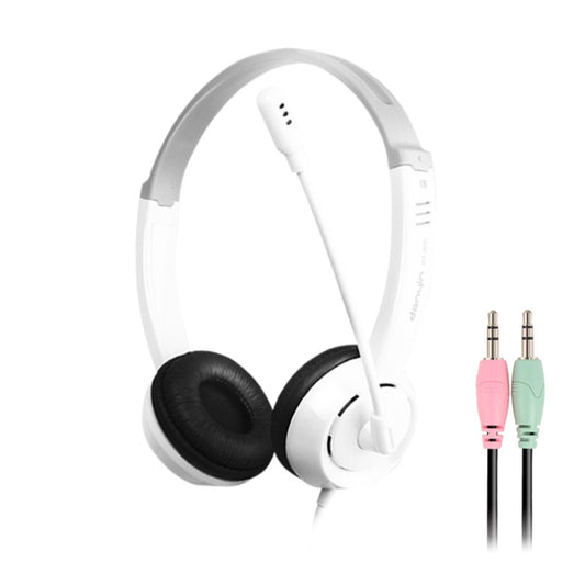 DANYIN DT326 Head-mounted Desktop Computer Children Learning Wire Headset with Microphone, Cable Length:1.8m, Style:3.5mm Two-hole(White) - Multimedia Headset by Danyin | Online Shopping South Africa | PMC Jewellery | Buy Now Pay Later Mobicred