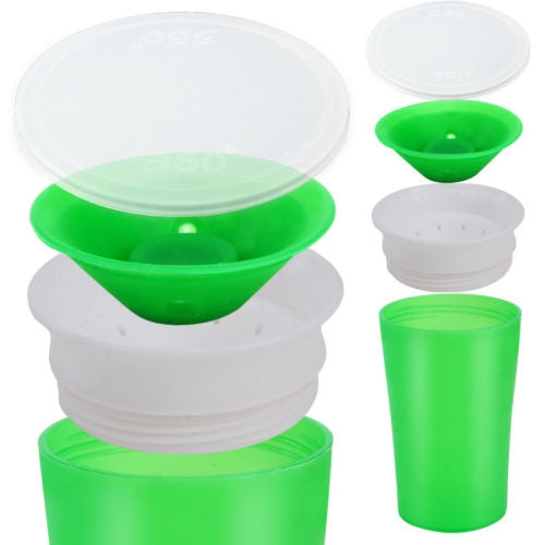 360 Degrees Rotated Baby Learning Drinking Cup With Double Handle Flip(Green) - Cups & Silicone Nipple by PMC TechLife | Online Shopping South Africa | PMC TechLife | Buy Now Pay Later Mobicred