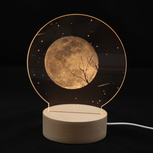 3D Atmosphere Decorative Light Acrylic Inner Carved LED Night Light Creative Girl Table Lamp(Full Moon) - Novelty Lighting by PMC Jewellery | Online Shopping South Africa | PMC Jewellery | Buy Now Pay Later Mobicred