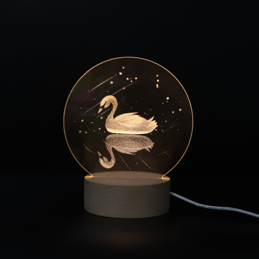 3D Atmosphere Decorative Light Acrylic Inner Carved LED Night Light Creative Girl Table Lamp(Swan) - Novelty Lighting by PMC Jewellery | Online Shopping South Africa | PMC Jewellery | Buy Now Pay Later Mobicred