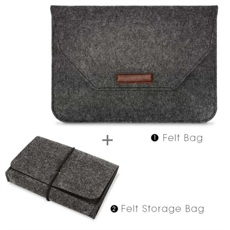 Portable Air Permeable Felt Sleeve Bag for MacBook Laptop, with Power Storage Bag, Size:15 inch(Black) - Protective Bags by PMC Jewellery | Online Shopping South Africa | PMC Jewellery | Buy Now Pay Later Mobicred