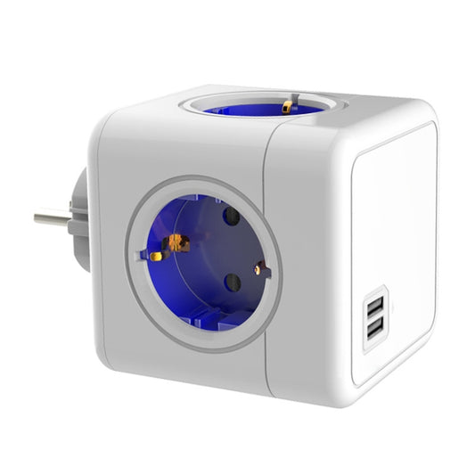 Creative Power Cube Socket Conversion Socket, EU Plug In-line Blue+U - Plug Adaptor by PMC Jewellery | Online Shopping South Africa | PMC Jewellery | Buy Now Pay Later Mobicred