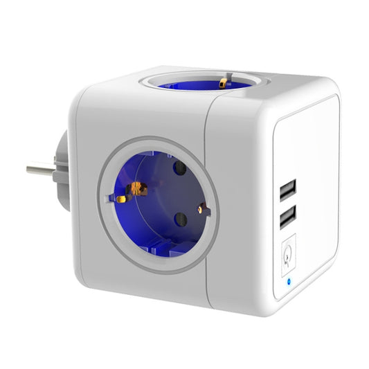 Creative Power Cube Socket Conversion Socket, EU Plug In-line Blue+U+ Switch - Plug Adaptor by PMC Jewellery | Online Shopping South Africa | PMC Jewellery | Buy Now Pay Later Mobicred