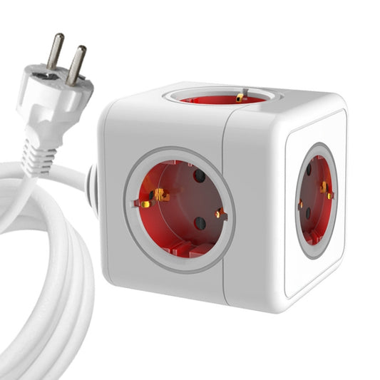 Creative Power Cube Socket Conversion Socket, EU Plug 1.5m Red - Plug Adaptor by PMC Jewellery | Online Shopping South Africa | PMC Jewellery | Buy Now Pay Later Mobicred