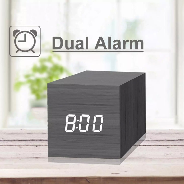 Multicolor Sounds Control Wooden Clock Modern Digital LED Desk Alarm Clock Thermometer Timer White Blue - Alarm Clocks by PMc TechLife | Online Shopping South Africa | PMc TechLife | Buy Now Pay Later Mobicred
