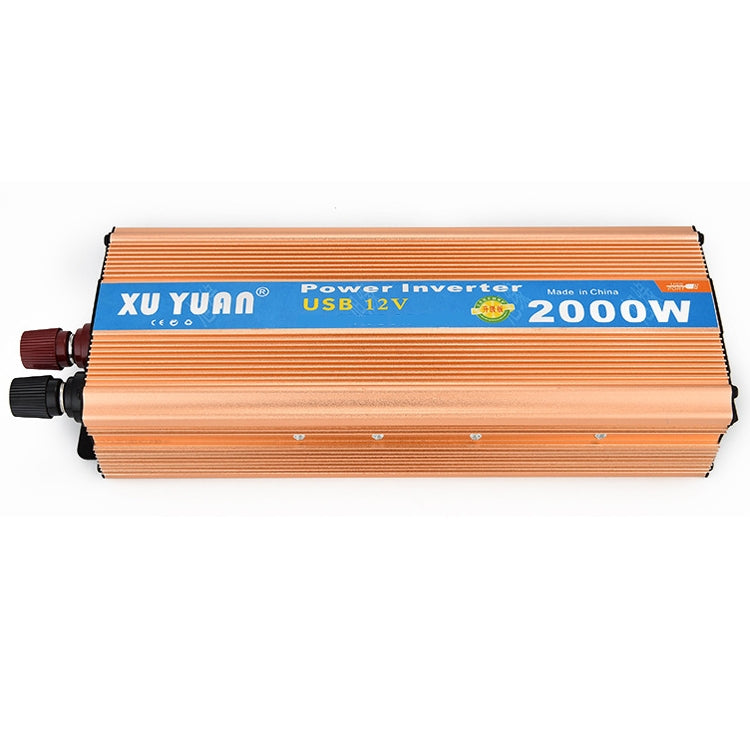 XUYUAN 2000W Inverter with USB Positive And Negative Reverse Connection Protection, Specification: Gold 12V to 220V - Modified Square Wave by PMC Jewellery | Online Shopping South Africa | PMC Jewellery | Buy Now Pay Later Mobicred