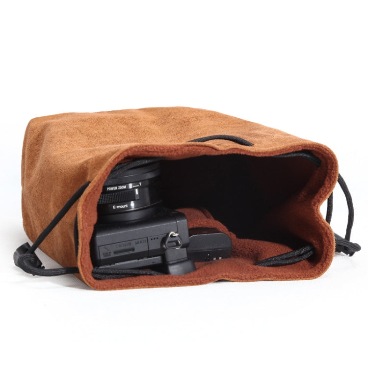 S.C.COTTON Liner Shockproof Digital Protection Portable SLR Lens Bag Micro Single Camera Bag Square Brown L - Lens Bag by S.C.COTTON | Online Shopping South Africa | PMC TechLife | Buy Now Pay Later Mobicred