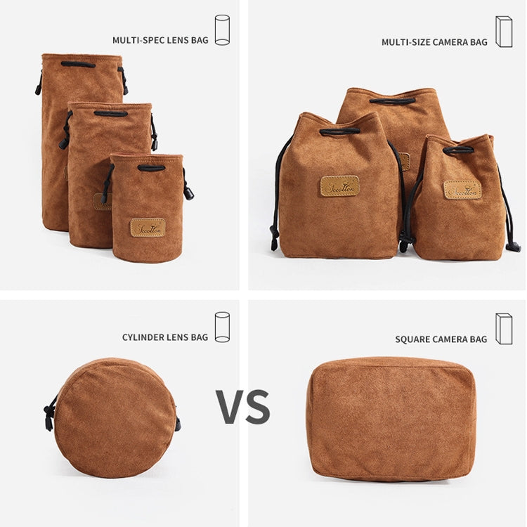 S.C.COTTON Liner Shockproof Digital Protection Portable SLR Lens Bag Micro Single Camera Bag Square Black M - Lens Bag by S.C.COTTON | Online Shopping South Africa | PMC TechLife | Buy Now Pay Later Mobicred