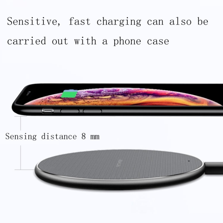 2pcs K8 10W Universal Aluminum Alloy Mobile Phone Wireless Charger, Specification:with 1m Cable(Black) - Wireless Charger by PMC Jewellery | Online Shopping South Africa | PMC Jewellery | Buy Now Pay Later Mobicred