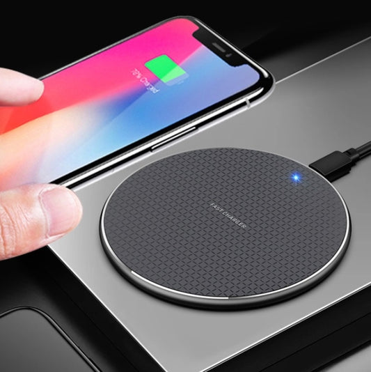 K8 10W Universal Aluminum Alloy Mobile Phone Wireless Charger, Specification:with 50cm Cable(Black) - Wireless Charger by PMC Jewellery | Online Shopping South Africa | PMC Jewellery | Buy Now Pay Later Mobicred