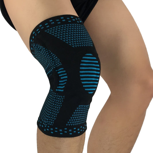 Sports Knee Pads Anti-Collision Support Compression Keep Warm Leg Sleeve Knitting Basketball Running Cycling Protective Gear, Size: M(Black Blue) - Sports Safety by PMC Jewellery | Online Shopping South Africa | PMC Jewellery | Buy Now Pay Later Mobicred