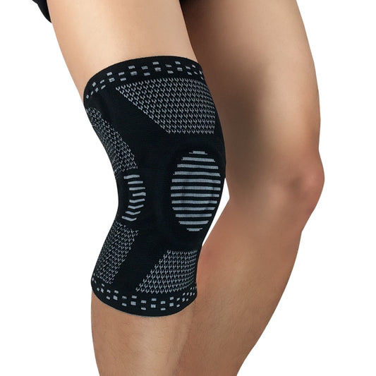 Sports Knee Pads Anti-Collision Support Compression Keep Warm Leg Sleeve Knitting Basketball Running Cycling Protective Gear, Size: M(Black Gray) - Sports Safety by PMC Jewellery | Online Shopping South Africa | PMC Jewellery | Buy Now Pay Later Mobicred