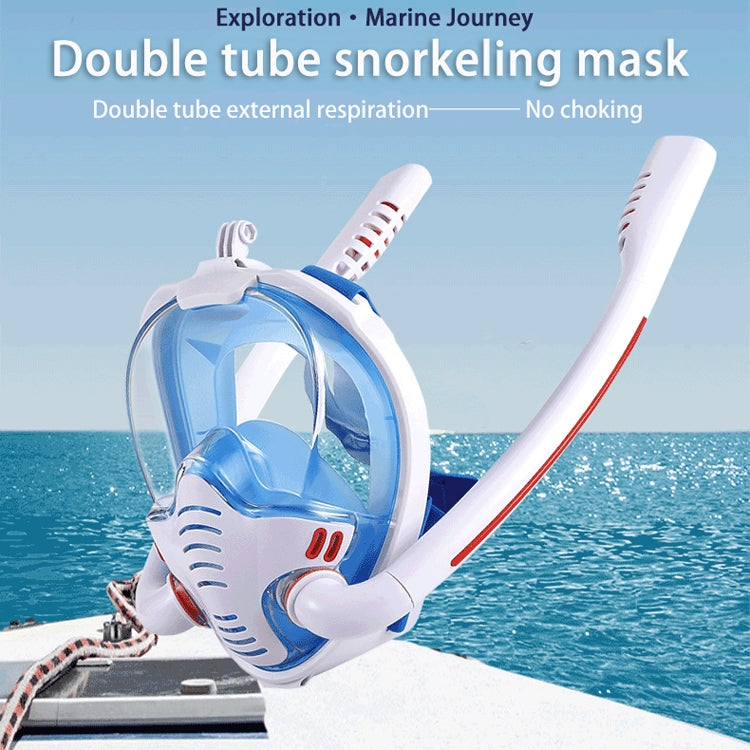 Snorkeling Mask Double Tube Silicone Full Dry Diving Mask Adult Swimming Mask Diving Goggles, Size: S/M(White/Pink) - Diving Mask by PMC Jewellery | Online Shopping South Africa | PMC Jewellery | Buy Now Pay Later Mobicred