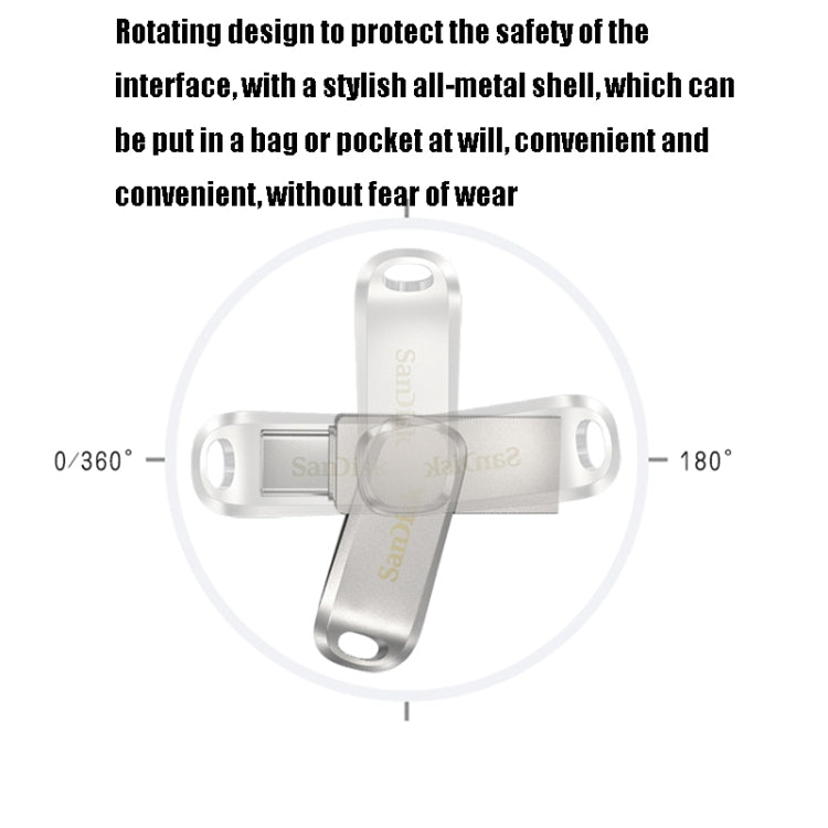 SanDisk Type-C + USB 3.1 Interface OTG High Speed Computer Phone U Disk, Colour: SDDDC4 Silver Metal Shell, Capacity: 256GB - USB Flash Drives by SanDisk | Online Shopping South Africa | PMC Jewellery | Buy Now Pay Later Mobicred