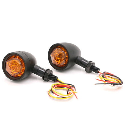 1pair Motorcycle Universal Retro LED Turn Signal Light(Black Shell Yellow Cover) - Turn Signal by PMC Jewellery | Online Shopping South Africa | PMC Jewellery | Buy Now Pay Later Mobicred