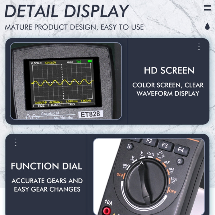 ET828 2 In 1 2 In 1 Oscilloscope Multimeter 2.4 Inch Color Screen Meter Digital Resistance Frequency Tester 1MHz 2.5Msps Meter - Digital Multimeter by PMC Jewellery | Online Shopping South Africa | PMC Jewellery | Buy Now Pay Later Mobicred