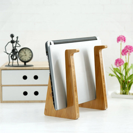 Small Bamboo Wood Computer Cooling Bracket Beech Wood Tablet Desktop Storage Rack - Laptop Stand by PMC Jewellery | Online Shopping South Africa | PMC Jewellery | Buy Now Pay Later Mobicred