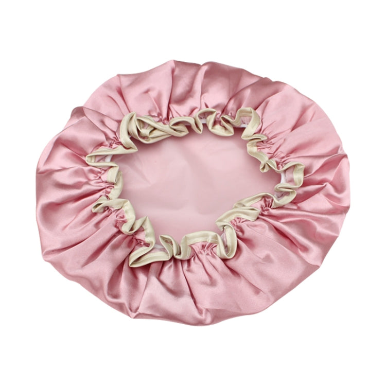 Lovely Thick Women Satin Colorful Double Waterproof Hair Cover Bathing Cap(Pink) - Bath Supplies by PMC Jewellery | Online Shopping South Africa | PMC Jewellery | Buy Now Pay Later Mobicred