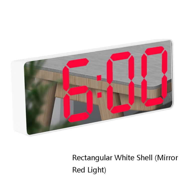 Mirror Bedside Alarm Clock Battery Plug-In Dual-Purpose LED Clock, Colour: Rectangular White Shell (Mirror Red Light) - Alarm Clocks by PMc TechLife | Online Shopping South Africa | PMc TechLife | Buy Now Pay Later Mobicred