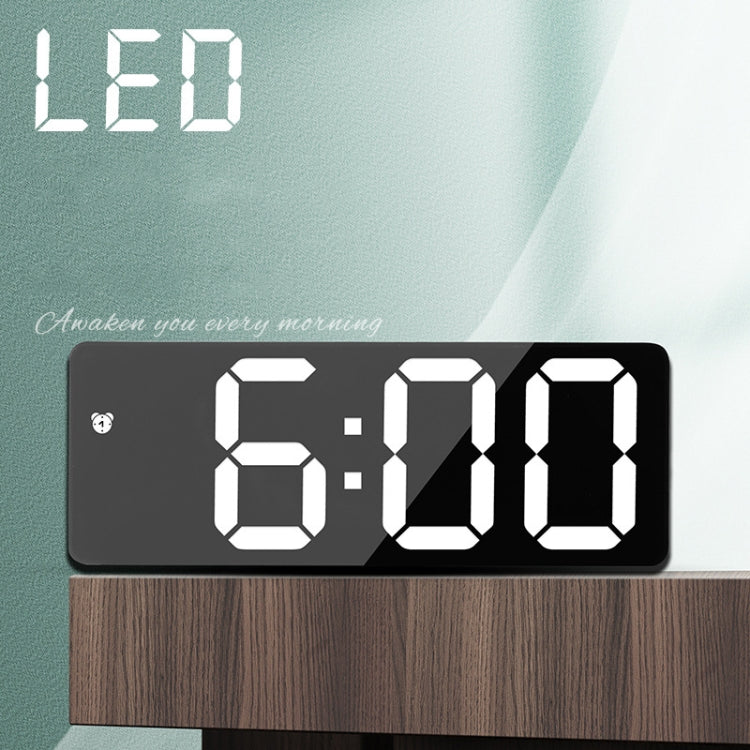 Mirror Bedside Alarm Clock Battery Plug-In Dual-Purpose LED Clock, Colour: Rectangular White Shell (Mirror Green Light) - Alarm Clocks by PMc TechLife | Online Shopping South Africa | PMc TechLife | Buy Now Pay Later Mobicred