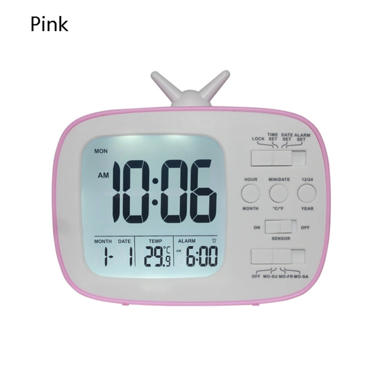 G179 Retro TV Alarm Clock Student Dormitory Bed Electronic Clock(Pink English Version) - Novelty Clock by PMc TechLife | Online Shopping South Africa | PMc TechLife | Buy Now Pay Later Mobicred