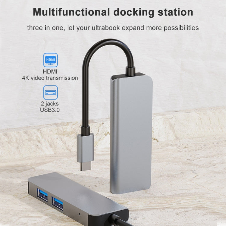 3 In 1 USB-C / Type-C To 4K HDMI + 2 USB 3.0 Ports Multifunctional HUB Docking Station - USB HUB by PMC Jewellery | Online Shopping South Africa | PMC Jewellery | Buy Now Pay Later Mobicred