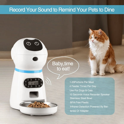 Pet Auto Feeding Intelligent Feed Stainless Steel Food Dish, Specification: EU Plug - Food Bowls by PMC Jewellery | Online Shopping South Africa | PMC Jewellery