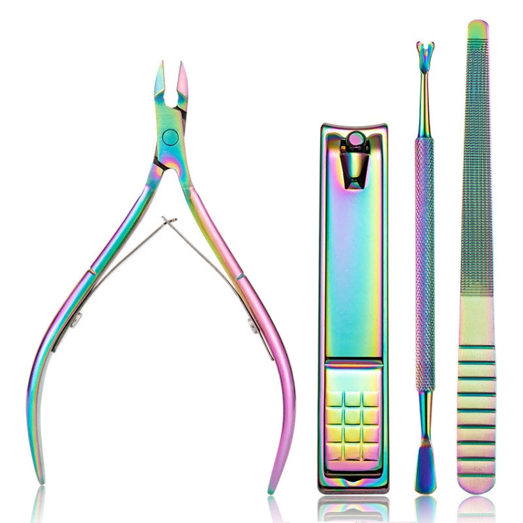 4 In 1 FABIYAN Color Titanium Nail Art Tool Set Dead Skin Shears Steel Push Nail File Pliers - Nail Clipper by PMC Jewellery | Online Shopping South Africa | PMC Jewellery | Buy Now Pay Later Mobicred