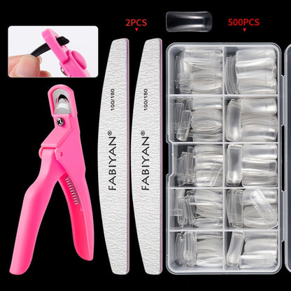 FABIYAN Nail Brush Nail Piece Set Nail Art Polishing Supplies Set, Specification: Transparent Semi-sticked Small Set - Nail Art Equipment by FABIYAN | Online Shopping South Africa | PMC Jewellery | Buy Now Pay Later Mobicred