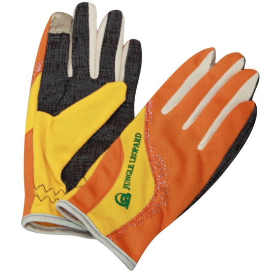 JUNGLE LEOPARD Outdoor Sports Mountaineering Full Finger Gloves Mesh Touch Screen Anti-Skid Gloves, Size: L(Orange+Yellow) - Full Finger Gloves by JUNGLE LEOPARD | Online Shopping South Africa | PMC Jewellery | Buy Now Pay Later Mobicred