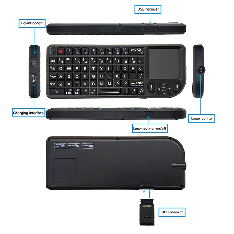 A8 Mini Wireless Mouse And Keyboard With Laser Touchpad Keyboard, Colour: English Colorful Backlight - Laser Keyboard by PMC Jewellery | Online Shopping South Africa | PMC Jewellery | Buy Now Pay Later Mobicred