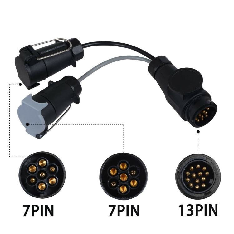 VC1014 13P Transfer Double 7P Trailer Connector Cable Car Plug Socket Conversion Plug EU Plug - Terminal connectors by PMC TechLife | Online Shopping South Africa | PMC TechLife | Buy Now Pay Later Mobicred