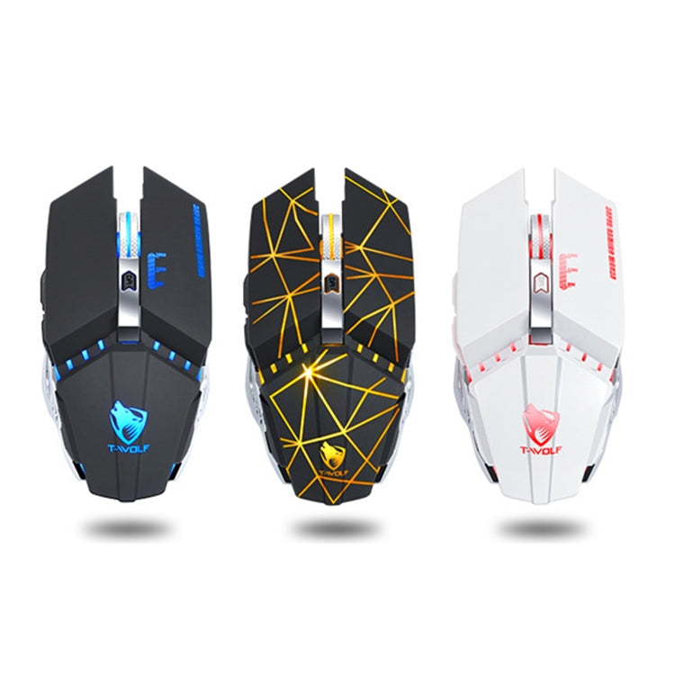 T-WOLF Q15 6-Buttons 1600 DPI Wireless Rechargeable Mute Office Gaming Mouse with 7 Color Breathing Light( Stars Black) - Wireless Mice by T-WOLF | Online Shopping South Africa | PMC Jewellery | Buy Now Pay Later Mobicred