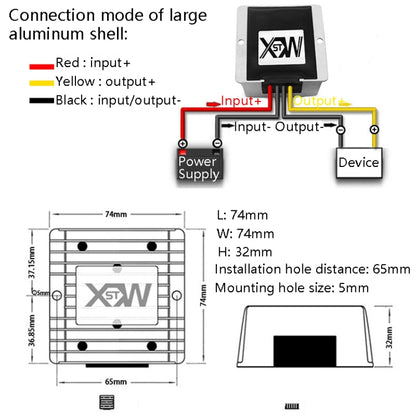 XWST DC 12/24V To 5V Converter Step-Down Vehicle Power Module, Specification: 12/24V To 5V 10A Large Aluminum Shell -  by PMC Jewellery | Online Shopping South Africa | PMC Jewellery | Buy Now Pay Later Mobicred