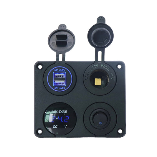 Automobile Motorcycle Ship Modified Universal Dual USB Socket Voltage Measuring Machine Switch 4 In 1 Combined Panel, Model: P15+D3+Y2+K5(Blue Light) - Car Switches by PMC Jewellery | Online Shopping South Africa | PMC Jewellery | Buy Now Pay Later Mobicred