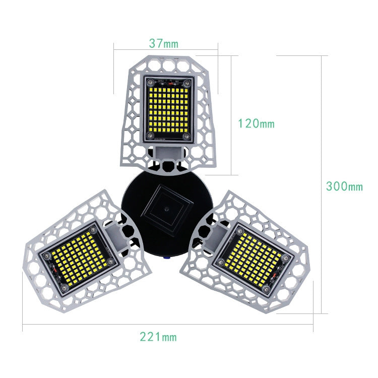 60W LED Industrial Mining Light Waterproof Light Sensor Folding Tri-Leaf Garage Lamp(Warm White Light) - Special Engineering Lighting by PMc TechLife | Online Shopping South Africa | PMc TechLife | Buy Now Pay Later Mobicred