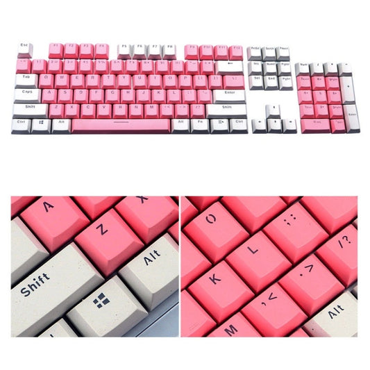 104-Keys Two-Color Mold Transparent PBT Keycap Mechanical Keyboard(Pink White) - Wired Keyboard by PMC Jewellery | Online Shopping South Africa | PMC Jewellery | Buy Now Pay Later Mobicred