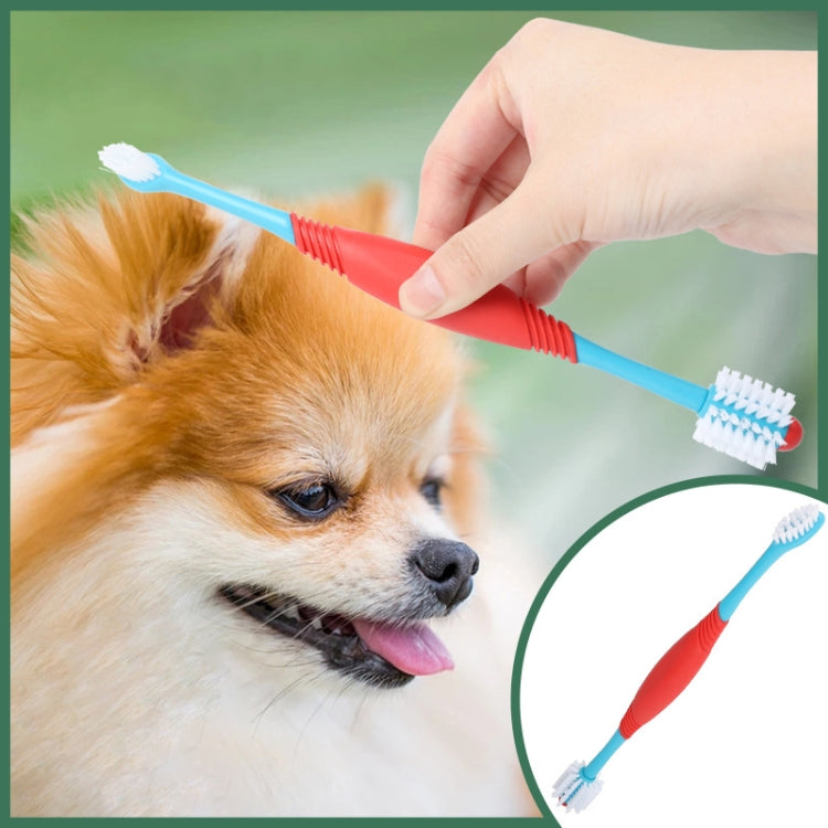 Pet Double-Head Toothbrush Pet Oral Cleaning Products(Blue) - Oral Cleaning Tools by PMC Jewellery | Online Shopping South Africa | PMC Jewellery