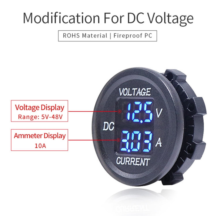 2 In 1 Modified Car Double Digital Voltage Current Table Measuring Instrument(Red Light) - Clocks & Car Meters by PMC Jewellery | Online Shopping South Africa | PMC Jewellery | Buy Now Pay Later Mobicred