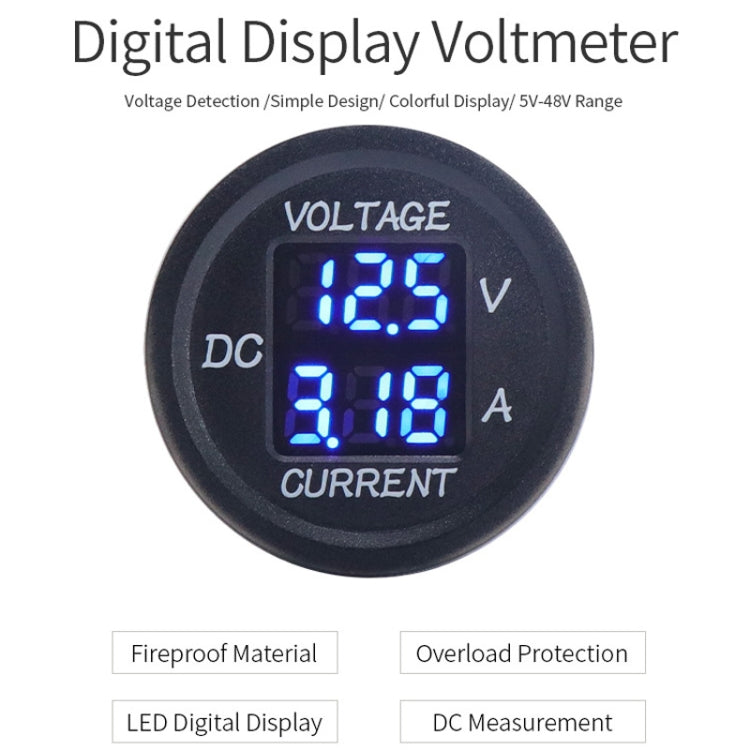 2 In 1 Modified Car Double Digital Voltage Current Table Measuring Instrument(Green Light) - Clocks & Car Meters by PMC Jewellery | Online Shopping South Africa | PMC Jewellery | Buy Now Pay Later Mobicred