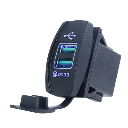 F3 Ship Type Car Dual USB Charger QC3.0 Fast Charge Switch Socket Modified 12V Car Charger(Blue Light) - DIY Modified Charger by PMC Jewellery | Online Shopping South Africa | PMC Jewellery | Buy Now Pay Later Mobicred