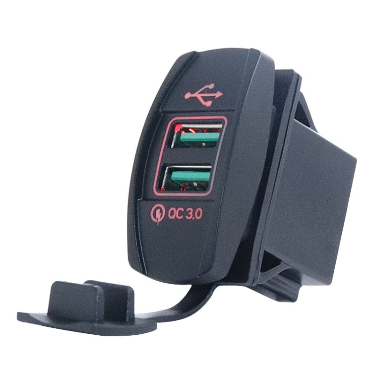 F3 Ship Type Car Dual USB Charger QC3.0 Fast Charge Switch Socket Modified 12V Car Charger(Red Light) - DIY Modified Charger by PMC Jewellery | Online Shopping South Africa | PMC Jewellery | Buy Now Pay Later Mobicred