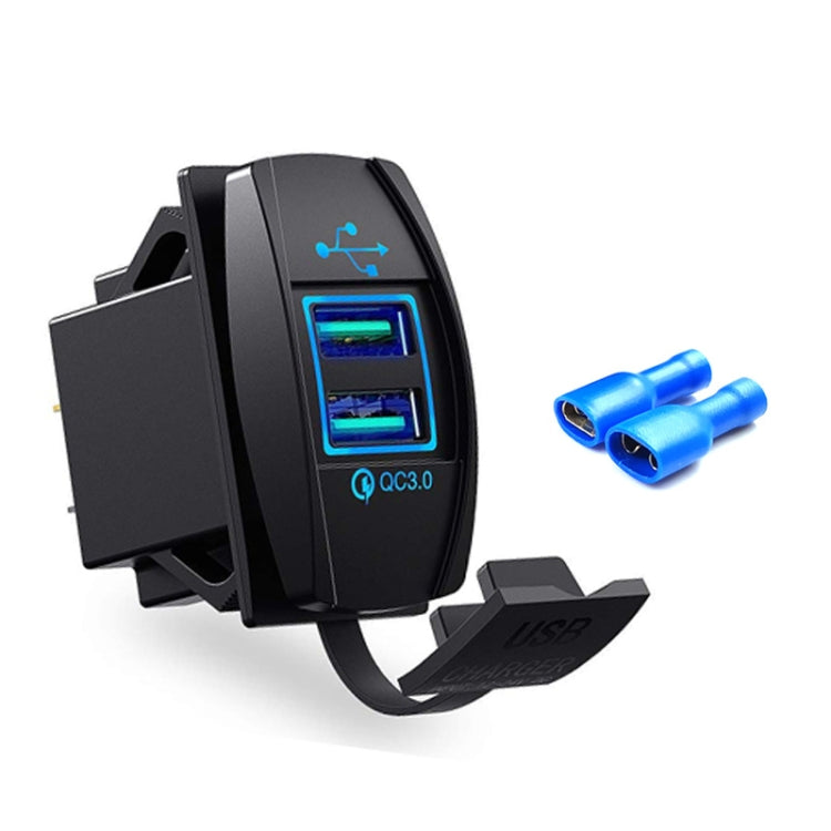 F3 Ship Type Car Dual USB Charger QC3.0 Fast Charge Switch Socket Modified 12V Car Charger(Blue Light) - DIY Modified Charger by PMC Jewellery | Online Shopping South Africa | PMC Jewellery | Buy Now Pay Later Mobicred