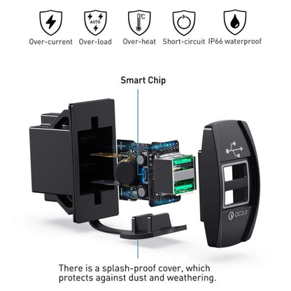 F3 Ship Type Car Dual USB Charger QC3.0 Fast Charge Switch Socket Modified 12V Car Charger(Green Light) - DIY Modified Charger by PMC Jewellery | Online Shopping South Africa | PMC Jewellery | Buy Now Pay Later Mobicred