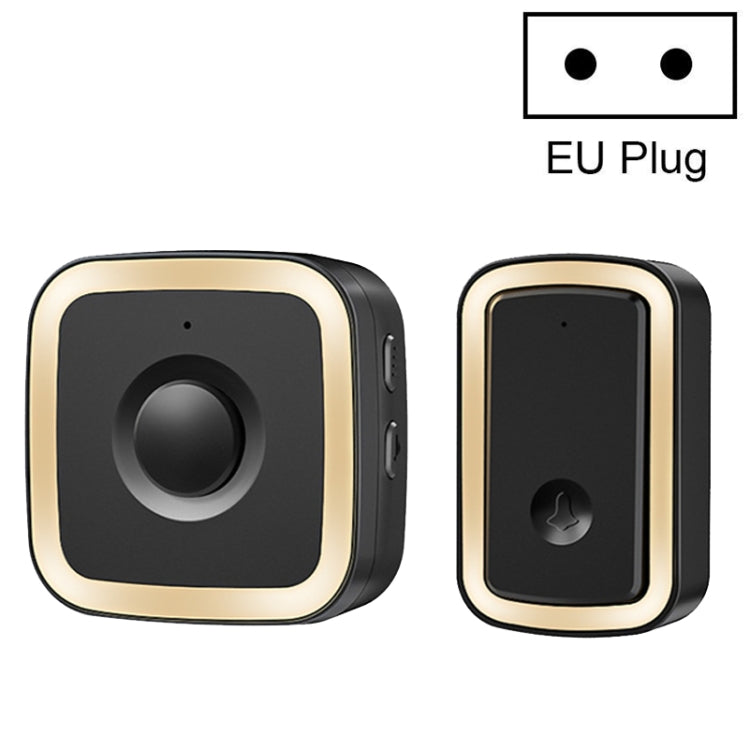 CACAZI A58 1 For 1 Smart Wireless Doorbell without Battery, Plug:EU Plug(Black Gold) - Wireless Doorbell by CACAZI | Online Shopping South Africa | PMC Jewellery | Buy Now Pay Later Mobicred